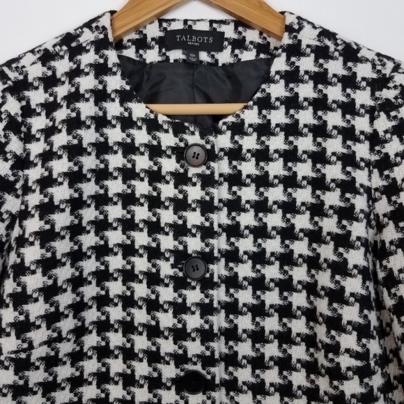 Talbots Black White Houndstooth Wool Blend Jacket - Picture 2 of 8
